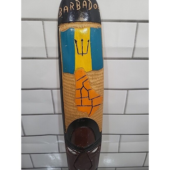 Hand-Carved Wooden Mask & Couple Collectible Wall Decor Painted Barbados *READ - Picture 7 of 8